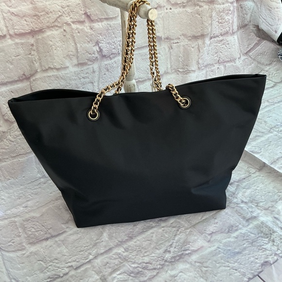 Tory Burch Ella Chain Black Nylon Tote Bag - Picture 6 of 13